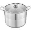 VEVOR Stainless Steel Stock Pot, 16-Quart Stainless Steel Stockpot with Glass Lid, PFOA-Free, PFAS-Free, Compatible with Gas Stoves, Induction Cooktops, Electric Stoves, for Soups, Stews, and Pasta
