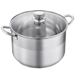 VEVOR Stainless Steel Stock Pot, 12-Quart Stainless Steel Stockpot with Glass Lid, PFOA-Free, PFAS-Free, Compatible with Gas Stoves, Induction Cooktops, Electric Stoves, for Soups, Stews, and Pasta