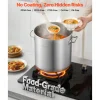 VEVOR Stainless Steel Stock Pot, 21-Quart Stainless Steel Stockpot with Glass Lid, PFOA-Free, PFAS-Free, Compatible with Gas Stoves, Induction Cooktops, Electric Stoves, for Soups, Stews, and Pasta