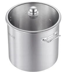 VEVOR Stainless Steel Stock Pot, 21-Quart Stainless Steel Stockpot with Glass Lid, PFOA-Free, PFAS-Free, Compatible with Gas Stoves, Induction Cooktops, Electric Stoves, for Soups, Stews, and Pasta
