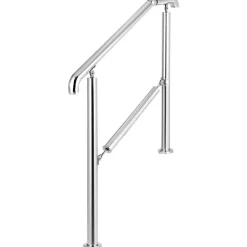 VEVOR Stainless Steel Transitional Handrail fit for Level Surface and 2 to 3 Adjustable Stair Indoor Outdoor Step Railings 441lb Capacity with Installation Kit Porch DIY, Silver