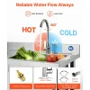 VEVOR Stainless Steel Utility Sink, Free Standing Single Bowl Commercial Kitchen Sink with Faucet, 39.4 x 19.7 x 37 in, Utility Left Basin with Hot & Cold Water Pipe for Garage, Restaurant, Laundry