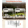 VEVOR Stainless Steel Utility Sink, Free Standing Single Bowl Commercial Kitchen Sink with Faucet, 39.4 x 19.7 x 37 in, Utility Right Basin with Hot & Cold Water Pipe for Garage, Restaurant, Laundry