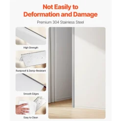 VEVOR Stainless Steel Wall Corner Protector, 1.5 x 1.5 x 96 inch, 10 Pack Metal Corner Guards, 304 Stainless Steel Edge Trim 90-Degree Angle for Home,Office,Commercial Wall Protection, with 3m Tape