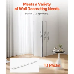 VEVOR Stainless Steel Wall Corner Protector, 1.5 x 1.5 x 96 inch, 10 Pack Metal Corner Guards, 304 Stainless Steel Edge Trim 90-Degree Angle for Home,Office,Commercial Wall Protection, with 3m Tape