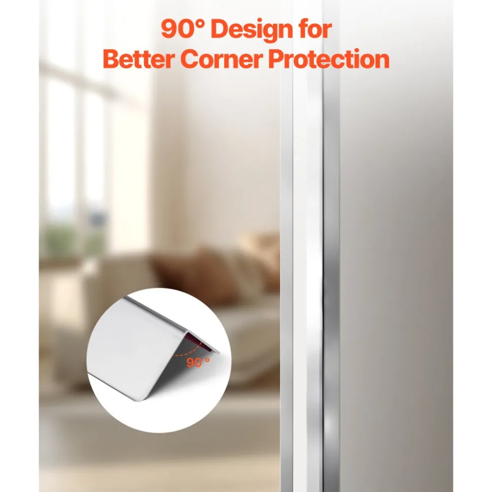 VEVOR Stainless Steel Wall Corner Protector, 2 x 2 x 48 inch, 10 Pack Metal Corner Guards, 304 Stainless Steel Edge Trim 90-Degree Angle for Home,Office,Commercial Wall Protection, with 3m Tape