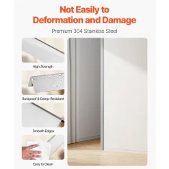 VEVOR Stainless Steel Wall Corner Protector, 1 x 1 x 48 inch, 10 Pack Metal Corner Guards, 304 Stainless Steel Edge Trim 90-Degree Angle for Home,Office,Commercial Wall Protection, with 3m Tape