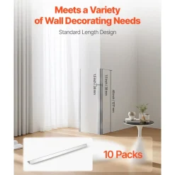 VEVOR Stainless Steel Wall Corner Protector, 1 x 1 x 48 inch, 10 Pack Metal Corner Guards, 304 Stainless Steel Edge Trim 90-Degree Angle for Home,Office,Commercial Wall Protection, with 3m Tape