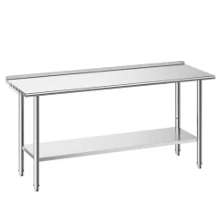 VEVOR Stainless Steel Work Table 30 x 24 x 33 Inch, 700 LBS Load Capacity with 4 Wheels, 3 Adjustable Height Levels, Heavy Duty Food Prep Worktable for Commercial Kitchen Restaurant, Silver