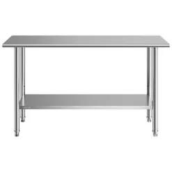 VEVOR Stainless Steel Work Table, 24x60 Inch Food Prep Table, Commercial Kitchen Workstation with Adjustable Undershelf, Metal Heavy Duty Utility Worktable, for Restaurant Home Hotel Garage Outdoor