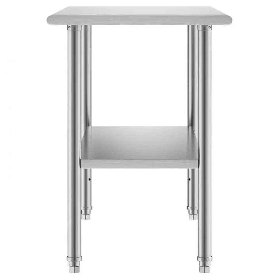 VEVOR Stainless Steel Work Table, 24x60 Inch Food Prep Table, Commercial Kitchen Workstation with Adjustable Undershelf, Metal Heavy Duty Utility Worktable, for Restaurant Home Hotel Garage Outdoor