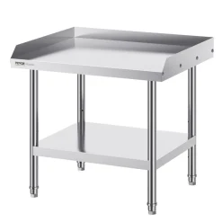 VEVOR Stainless Steel Work Table, 24 x 28 x 26 Inch Commercial Food Prep Worktable, 3-Sided Backsplash Heavy Duty Prep Worktable, Metal Work Table with Adjustable Height for Restaurant Home Hotel