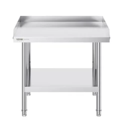 VEVOR Stainless Steel Work Table, 24 x 28 x 26 Inch Commercial Food Prep Worktable, 3-Sided Backsplash Heavy Duty Prep Worktable, Metal Work Table with Adjustable Height for Restaurant Home Hotel
