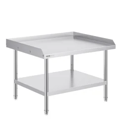 VEVOR Stainless Steel Work Table, 30 x 36 x 26 Inch Commercial Food Prep Worktable, 3-Sided Backsplash Heavy Duty Prep Worktable, Metal Work Table with Adjustable Height for Restaurant Home Hotel