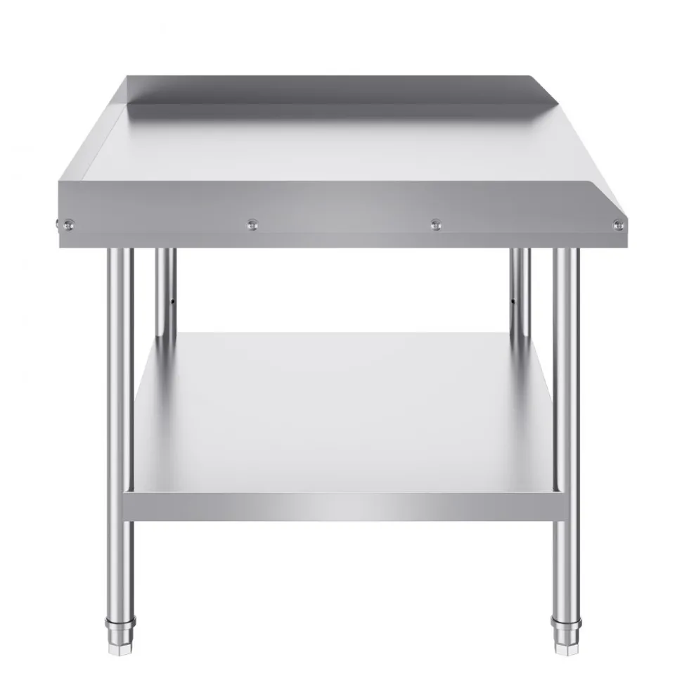 VEVOR Stainless Steel Work Table, 30 x 36 x 26 Inch Commercial Food Prep Worktable, 3-Sided Backsplash Heavy Duty Prep Worktable, Metal Work Table with Adjustable Height for Restaurant Home Hotel