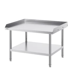 VEVOR Stainless Steel Work Table, 30 x 36 x 26 Inch Commercial Food Prep Worktable, 3-Sided Backsplash Heavy Duty Prep Worktable, Metal Work Table with Adjustable Height for Restaurant Home Hotel