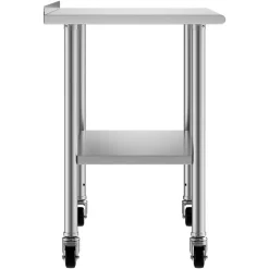 VEVOR Stainless Steel Work Table, 24x48 inch Food Prep Table with Wheels, Commercial Kitchen Workstation with Adjustable Undershelf, Metal Heavy Duty Utility Worktable, for Restaurant Home Outdoor