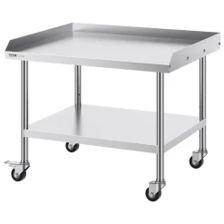 VEVOR Stainless Steel Work Table, 30 x 36 x 30 Inch Commercial Food Prep Worktable with 4 Wheels, Casters, 3-Sided Backsplash Heavy Duty Prep Worktable, Metal Work Table for Restaurant Home Hotel