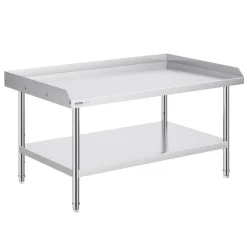 VEVOR Stainless Steel Work Table, 30 x 48 x 26 Inch Commercial Food Prep Worktable, 3-Sided Backsplash Heavy Duty Prep Worktable, Metal Work Table with Adjustable Height for Restaurant Home Hotel