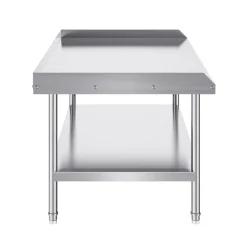 VEVOR Stainless Steel Work Table, 30 x 48 x 26 Inch Commercial Food Prep Worktable, 3-Sided Backsplash Heavy Duty Prep Worktable, Metal Work Table with Adjustable Height for Restaurant Home Hotel