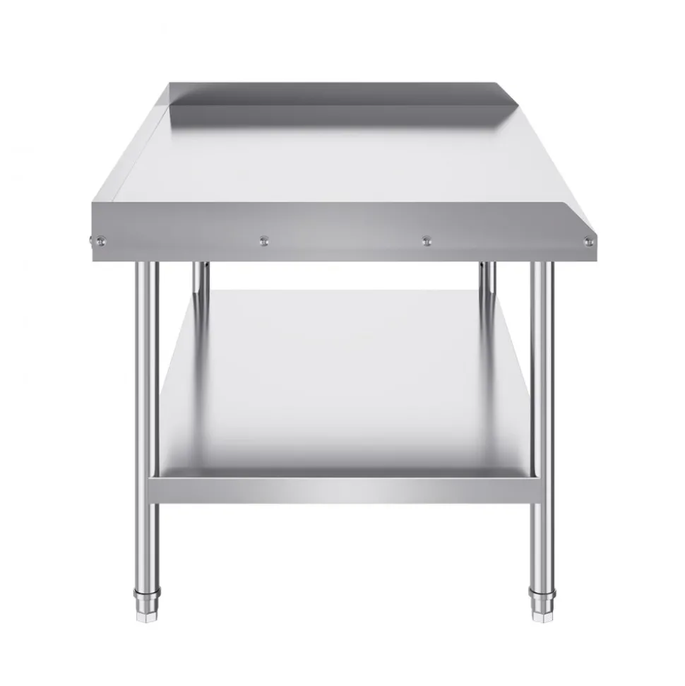 VEVOR Stainless Steel Work Table, 30 x 48 x 26 Inch Commercial Food Prep Worktable, 3-Sided Backsplash Heavy Duty Prep Worktable, Metal Work Table with Adjustable Height for Restaurant Home Hotel