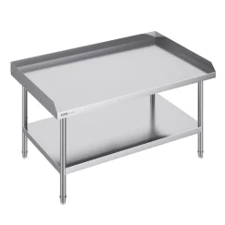 VEVOR Stainless Steel Work Table, 30 x 48 x 26 Inch Commercial Food Prep Worktable, 3-Sided Backsplash Heavy Duty Prep Worktable, Metal Work Table with Adjustable Height for Restaurant Home Hotel