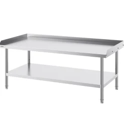 VEVOR Stainless Steel Work Table, 30 x 60 x 26 Inch Commercial Food Prep Worktable, 3-Sided Backsplash Heavy Duty Prep Worktable, Metal Work Table for Restaurant Home Hotel