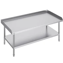 VEVOR Stainless Steel Work Table, 30 x 60 x 26 Inch Commercial Food Prep Worktable, 3-Sided Backsplash Heavy Duty Prep Worktable, Metal Work Table for Restaurant Home Hotel