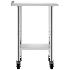 VEVOR Stainless Steel Work Table, 24x30 inch Food Prep Table with Wheels and Backsplash, Commercial Kitchen Workstation with Adjustable Undershelf, Metal Utility Worktable, for Restaurant Home Outdoor