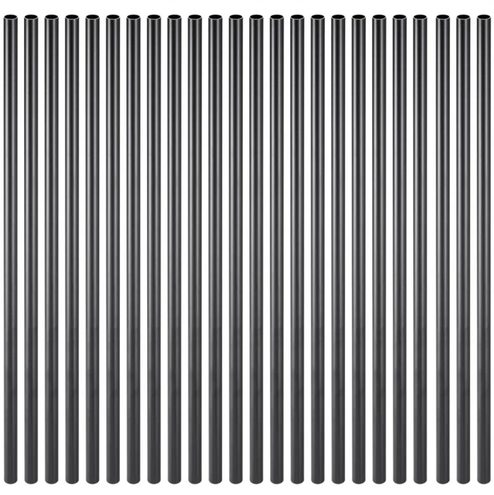 VEVOR Staircase Balusters 51 Pack, 26 In Aluminum Stair Balusters, 3/4 In Water-Proof Round Metal Spindle Railing, Hollow Deck Railing with Rail Caps & Screws for Stairs, Porch, Patio, Fence, Black