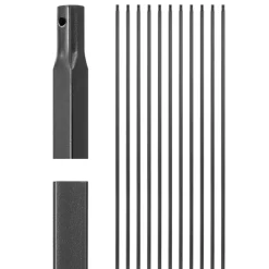VEVOR Staircase Balusters 11 Pack, 44 Inch Durable Carbon Steel Stair Balusters, 0.5 Inch Indoor Square Metal Spindle Railing, Corrosion-Proof Hollow Deck Railing with Pre-Drilled Holes, Matte Black
