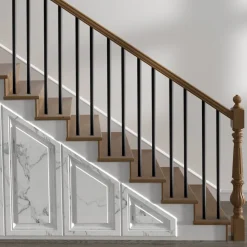 VEVOR Staircase Balusters 51 Pack, 36 In Aluminum Stair Balusters, 3/4 In Water-Proof Round Metal Spindle Railing, Hollow Deck Railing with Rail Caps & Screws for Stairs, Porch, Patio, Fence, Black
