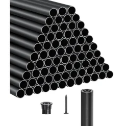 VEVOR Staircase Balusters 101 Pack, 36 In Aluminum Stair Balusters, 3/4 Inch Water-Proof Round Metal Spindle Railing, Hollow Deck Railing with Rail Caps & Screws for Stairs, Porch, Patio, Matte Black