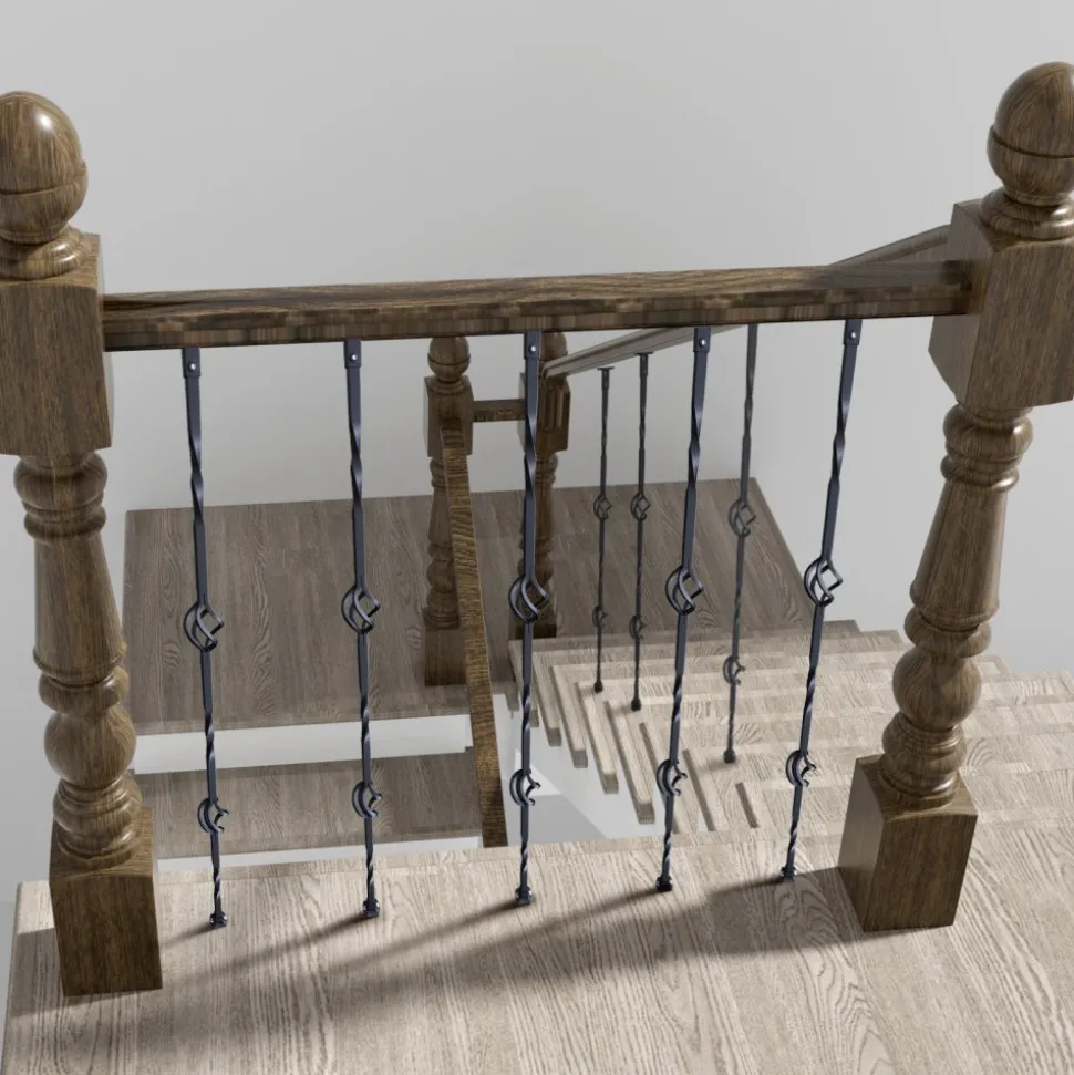 VEVOR Staircase Metal Balusters, 44'' x 1/2" Galvanized Steel Decorative Banister Spindles, 10 Pack Deck Baluster with Hollow Double Baskets, Spiral Stair Railing with Shoes & Screws