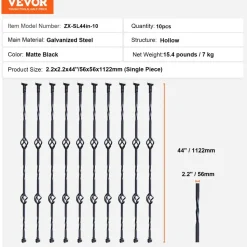 VEVOR Staircase Metal Balusters, 44'' x 1/2