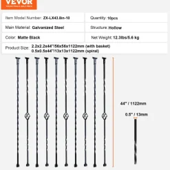 VEVOR Staircase Metal Balusters, 44'' x 1/2