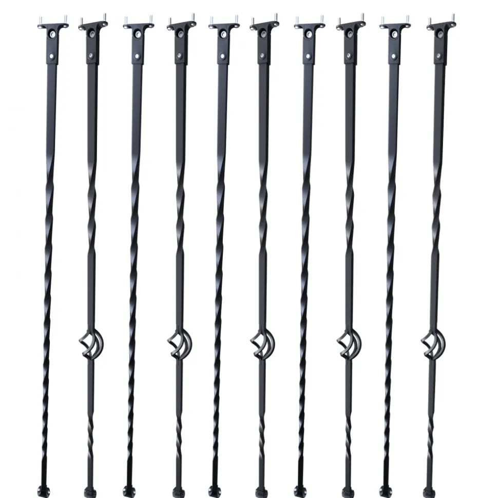 VEVOR Staircase Metal Balusters, 44'' x 1/2" Galvanized Steel Decorative Banister Spindles, 10 Pack Deck Baluster with Hollow Single Baskets, Twists, Spiral Stair Railing w/ Shoes & Screws