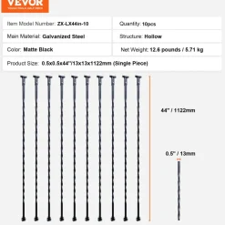VEVOR Staircase Metal Balusters, 44'' x 1/2
