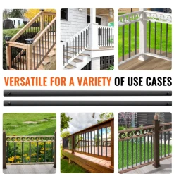 VEVOR Staircase Metal Balusters, 29.5'' x 1'' Flat Aluminum Alloy Decorative Banister Spindles, 51 Pack Deck Baluster with Screws, Classic Hollow Deck Railing Satin Black Powder Coated for Porch