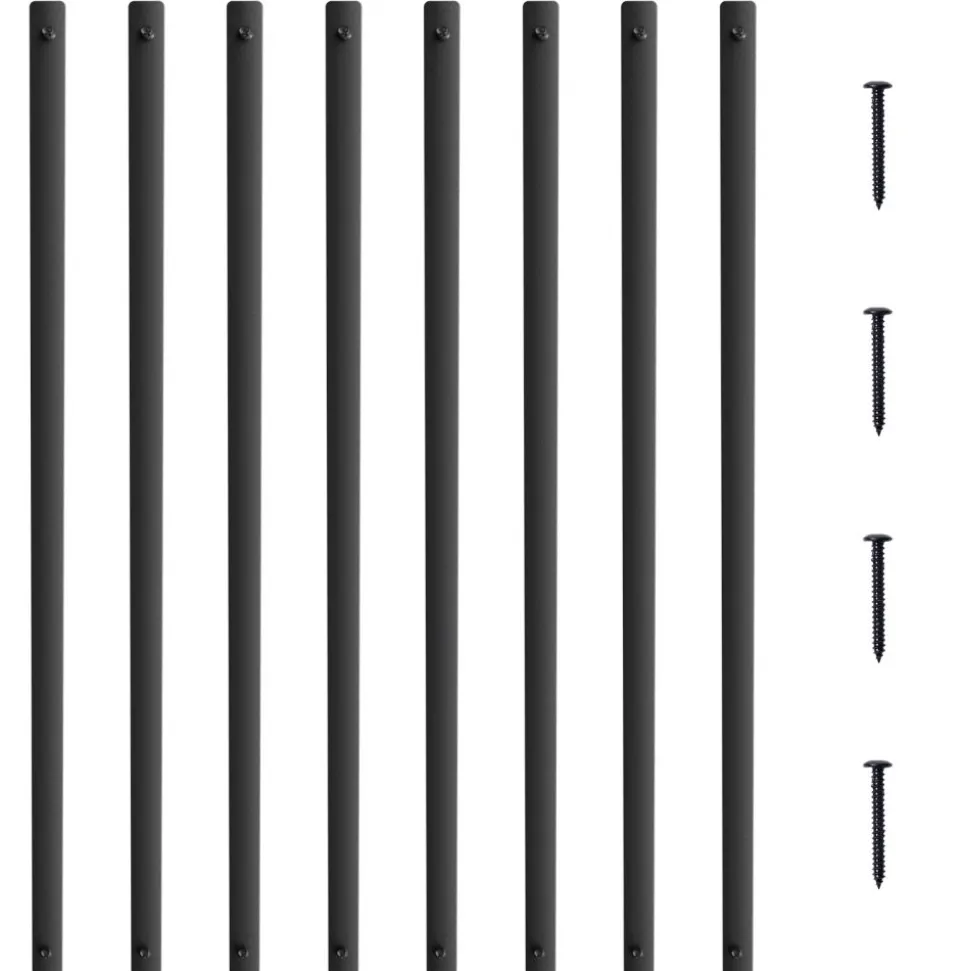 VEVOR Staircase Metal Balusters, 29.5'' x 1'' Flat Aluminum Alloy Decorative Banister Spindles, 51 Pack Deck Baluster with Screws, Classic Hollow Deck Railing Satin Black Powder Coated for Porch