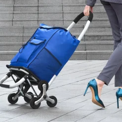 VEVOR Stair Climber Trolley Dolly, 36L Folding Shopping Cart, Grocery Cart Trolley Laundry Stair Climbing Handcart with 6 Wheels & Oxford Cloth Bag, Foldable Cart for Shopping Grocery Laundry Climbing