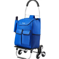 VEVOR Stair Climber Trolley Dolly, 36L Folding Shopping Cart, Grocery Cart Trolley Laundry Stair Climbing Handcart with 6 Wheels & Oxford Cloth Bag, Foldable Cart for Shopping Grocery Laundry, Black