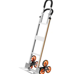 VEVOR Stair Climbing Cart, 330 lbs Stair-Climb Capacity, Aluminum Alloy Folding Trolley Cart with Telescoping Handle, 6 Wheels and 2 Bungee Cords, Stair Climber Dolly for Home, Groceries, Warehouse