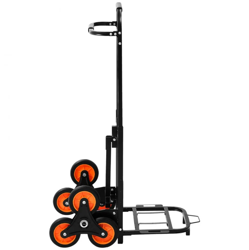 VEVOR Stair Climbing Cart, 220 lbs Stair-Climbing Capacity, Heavy-Duty Folding Trolley Cart with Telescoping Handle, 6 Wheels and 2 Bungee Cords, Stair Climber Dolly for Home, Groceries, Warehouse