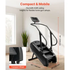VEVOR Stair Stepper Machine, LED Screen Continuous Climbing Machines, Max Load 330 Lbs Stepping Climber for Home, 15 Speed Levels 28-168 Steps/Minute Stepmill Exercise for Cardio Lower Body