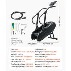 VEVOR Stair Stepper Machine, LED Screen Continuous Climbing Machines, Max Load 330 Lbs Stepping Climber for Home, 15 Speed Levels 28-168 Steps/Minute Stepmill Exercise for Cardio Lower Body