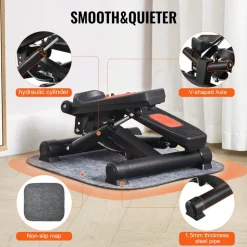 VEVOR Stair Stepper, Mini Stepper for Exercise at Home, Hydraulic Fitness Stepper with Resistance Bands, Full Body Workout Cardio Equipment, Stair Climber with LCD Monitor, 330LBS Load Capacity