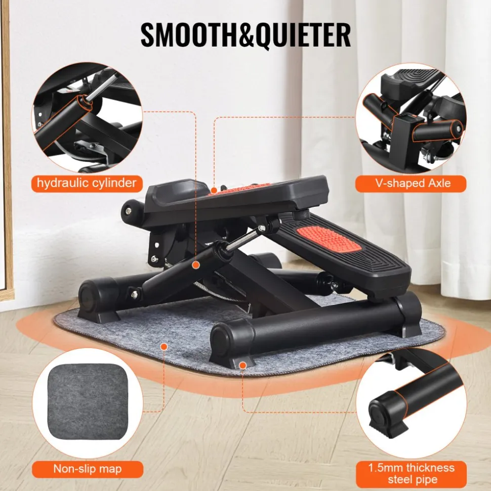 VEVOR Stair Stepper, Mini Stepper for Exercise at Home, Hydraulic Fitness Stepper with Resistance Bands, Full Body Workout Cardio Equipment, Stair Climber with LCD Monitor, 330LBS Load Capacity