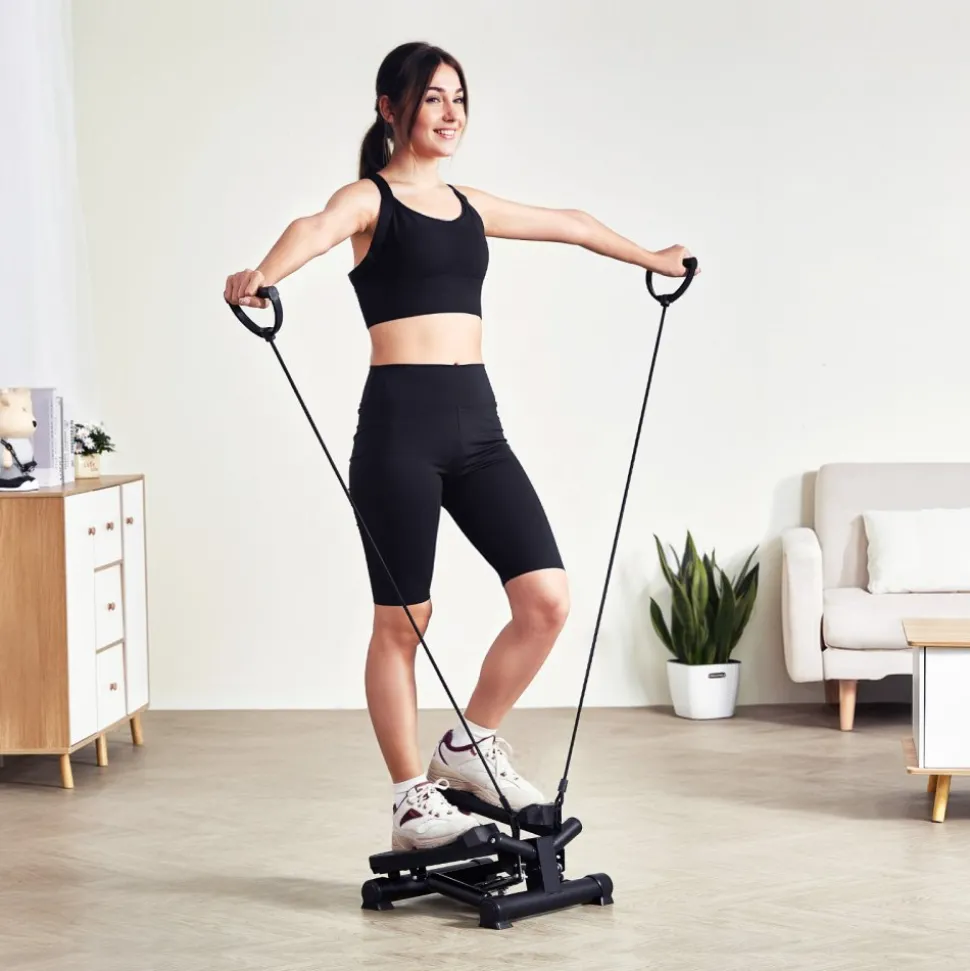 VEVOR Stair Stepper, Mini Stepper for Exercise at Home, Hydraulic Fitness Stepper with Resistance Bands, Full Body Workout Cardio Equipment, Stair Climber with LCD Monitor, 330LBS Load Capacity