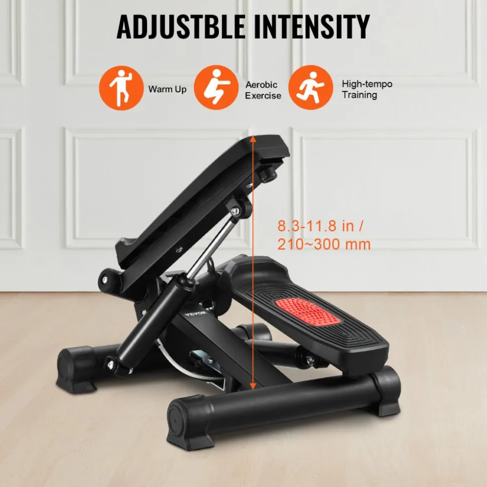 VEVOR Stair Stepper, Mini Stepper for Exercise at Home, Hydraulic Fitness Stepper with Resistance Bands, Full Body Workout Cardio Equipment, Stair Climber with LCD Monitor, 330LBS Load Capacity
